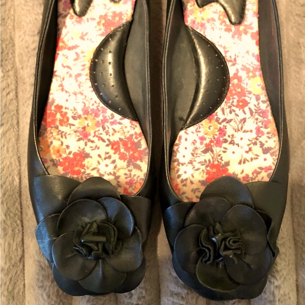 Born black leather flats